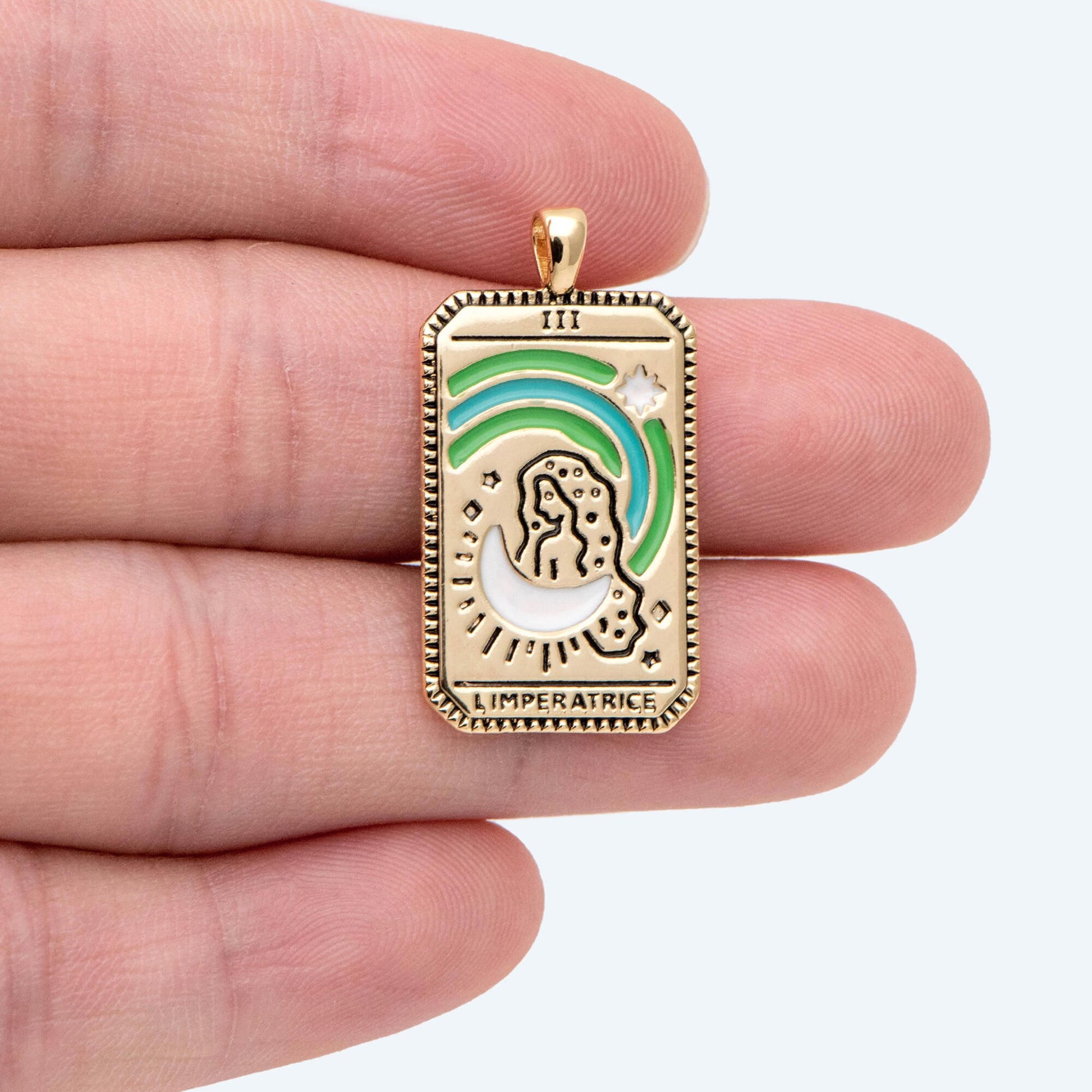 4pcs Gold Rectangle L'Impératrice Charms, Enamel Pendant (GB-2723)