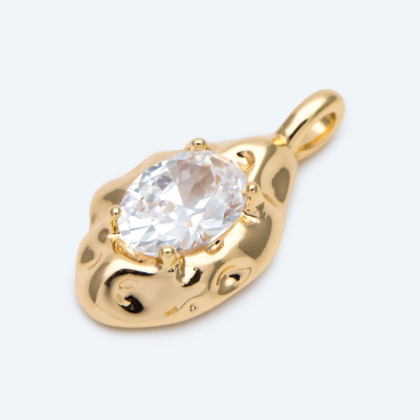 4pcs CZ pave Gold Irregular Drop Charms, 18K Gold plated Brass Drop Pendants (GB-2733)