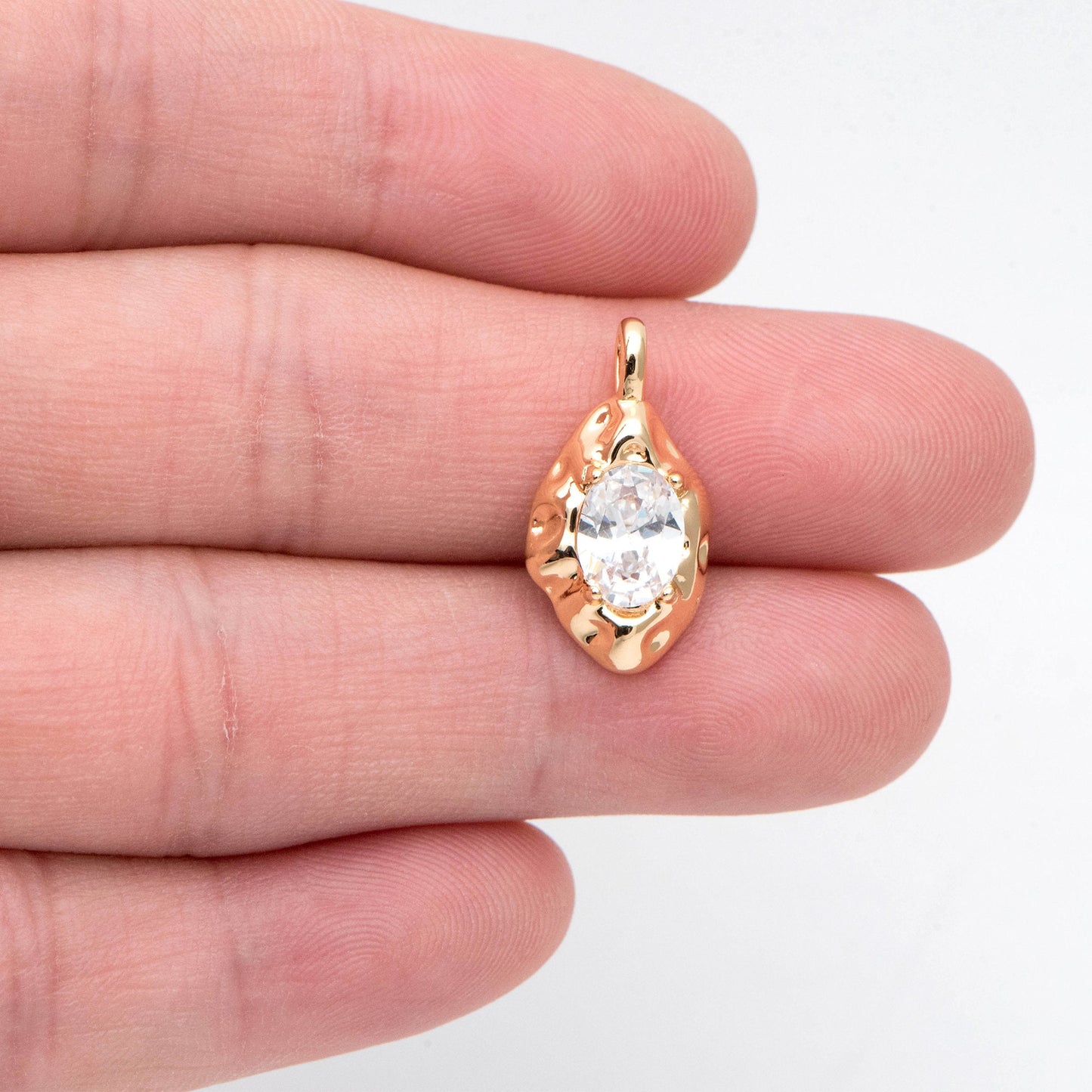 4pcs CZ pave Gold Irregular Drop Charms, 18K Gold plated Brass Drop Pendants (GB-2733)