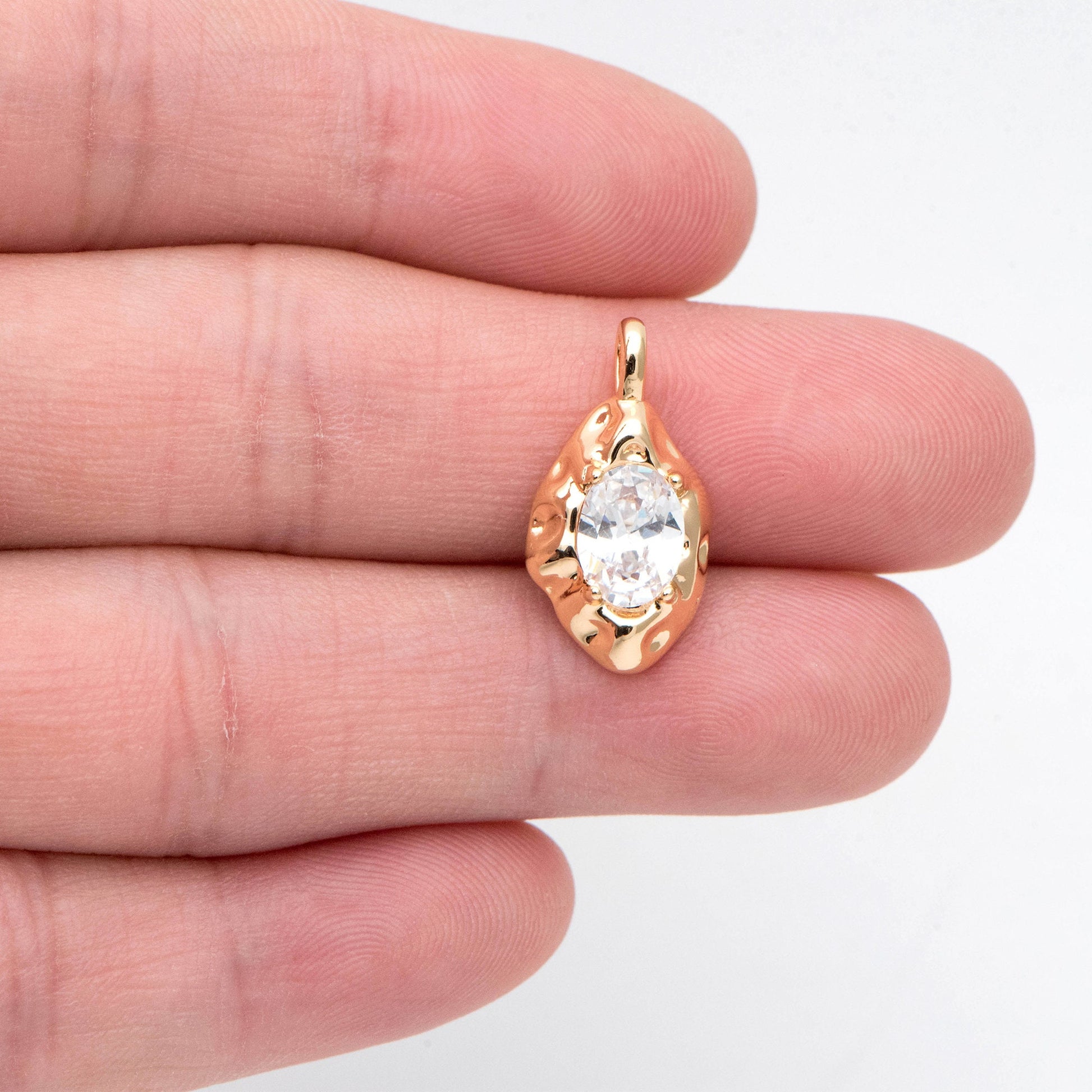 4pcs CZ pave Gold Irregular Drop Charms, 18K Gold plated Brass Drop Pendants (GB-2733)