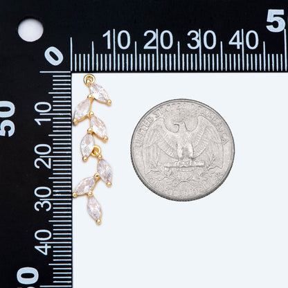 4pcs CZ Pave Gold Leaf Charms, Gold plated Brass Leaves Charm, bracelet necklace Earring pendant (GB-3037-F)