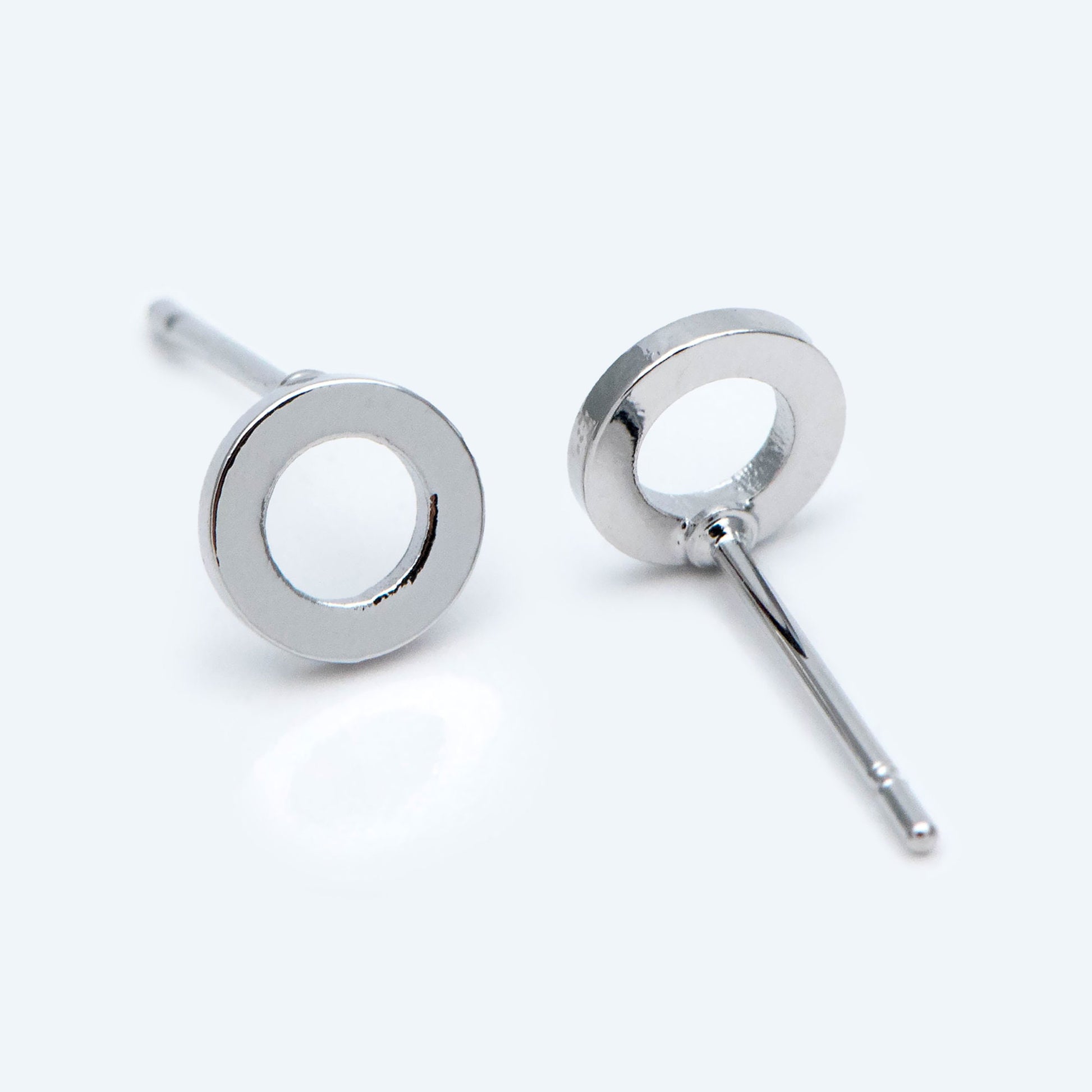 10pcs Round Circle Stud Earrings, Gold/ Silver tone Earwire, 6mm Hoop Stud Earring, DIY Ear Findings (GB-2736)