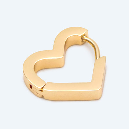 4pcs Heart Huggie Earrings, 18K Gold plated Stainless Steel, Hoop Earring Components (GB-2743)