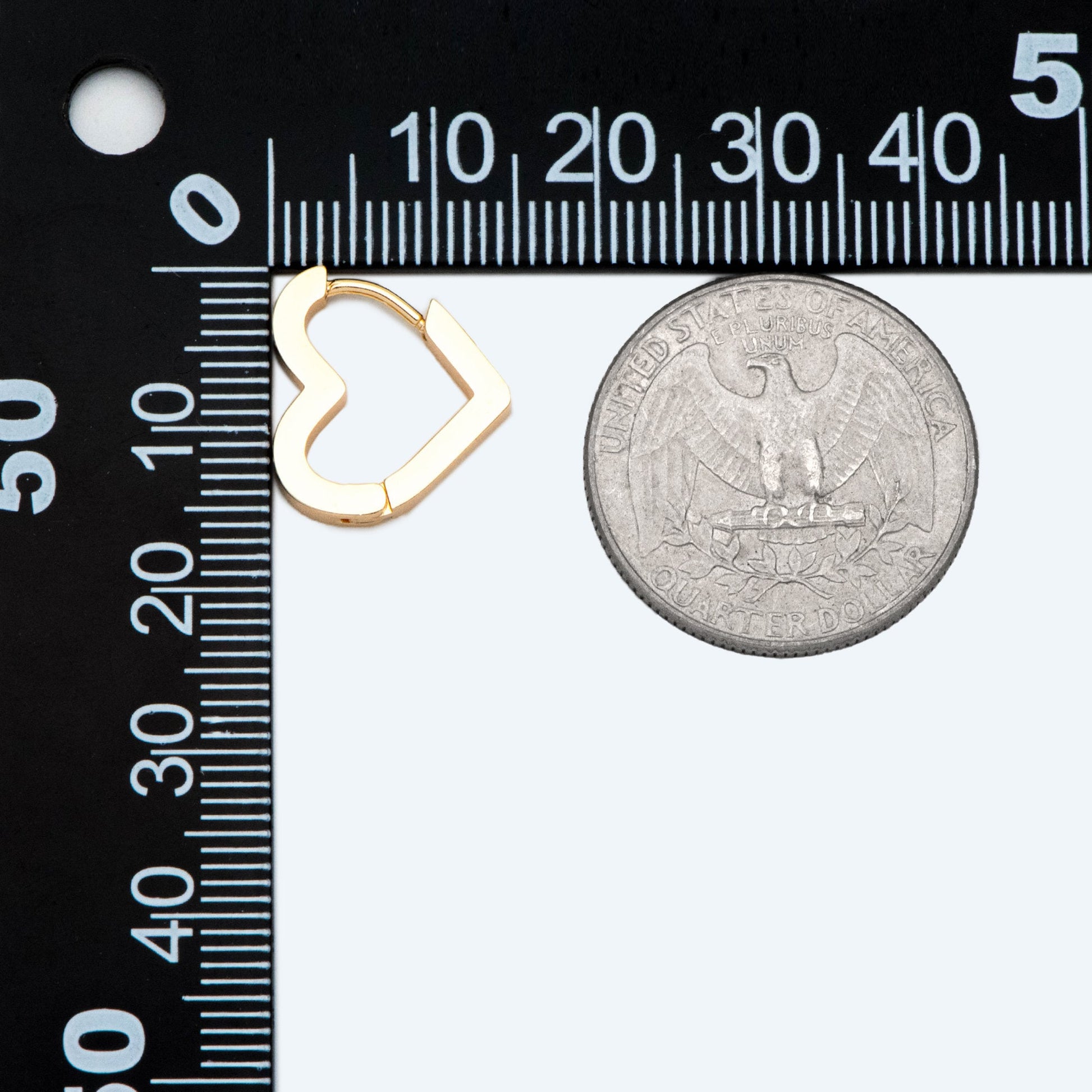 4pcs Heart Huggie Earrings, 18K Gold plated Stainless Steel, Hoop Earring Components (GB-2743)