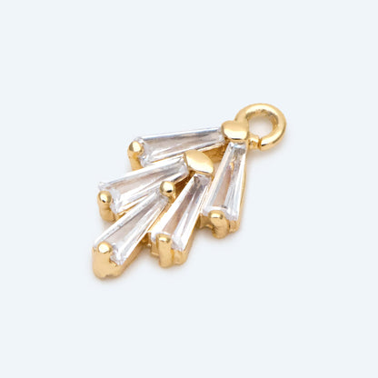 10pcs CZ Pave Gold Leaves charm, bracelet necklace pendant, Earring charm, Jewelry Making, Jewelry Supplies (GB-2748)