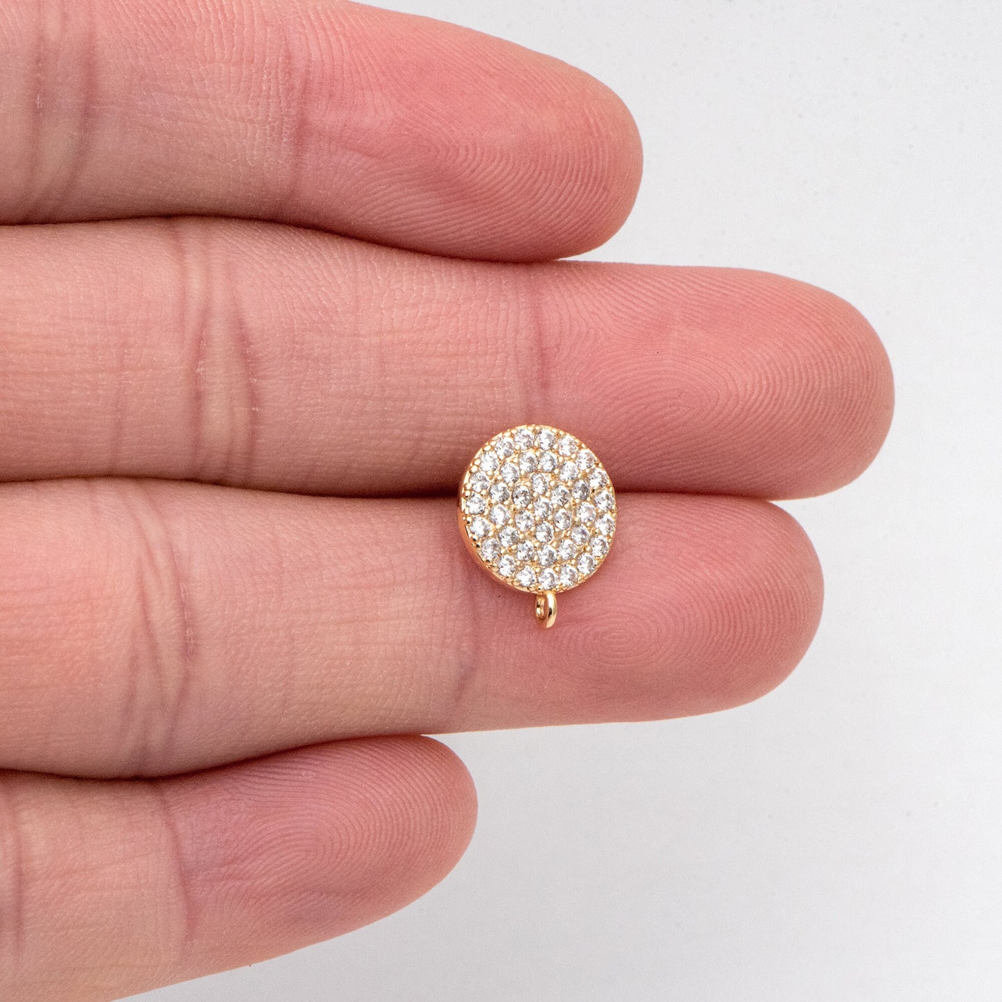 4pcs CZ Pave Disc Earring, 11mm, Dainty Earring, Jewelry Making, Diy Material, Jewelry Supplies (#GB-2749)