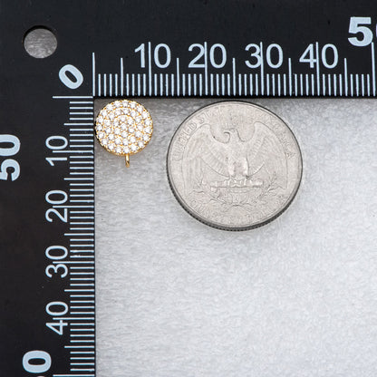 4pcs CZ Pave Disc Earring, 11mm, Dainty Earring, Jewelry Making, Diy Material, Jewelry Supplies (#GB-2749)