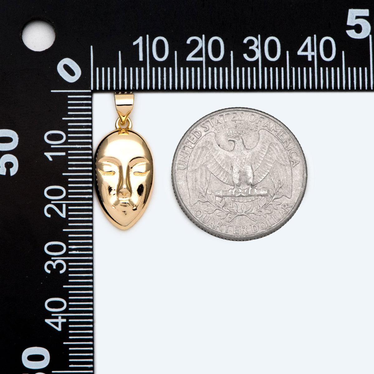 10pcs Gold/ Silver tone Face Charm, Necklace Pendant, Real 18K Gold/ Rhodium plated Brass, Jewelry Supply (GB-2753)