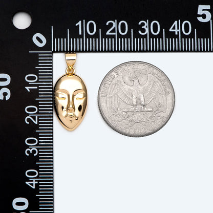 10pcs Gold/ Silver tone Face Charm, Necklace Pendant, Real 18K Gold/ Rhodium plated Brass, Jewelry Supply (GB-2753)