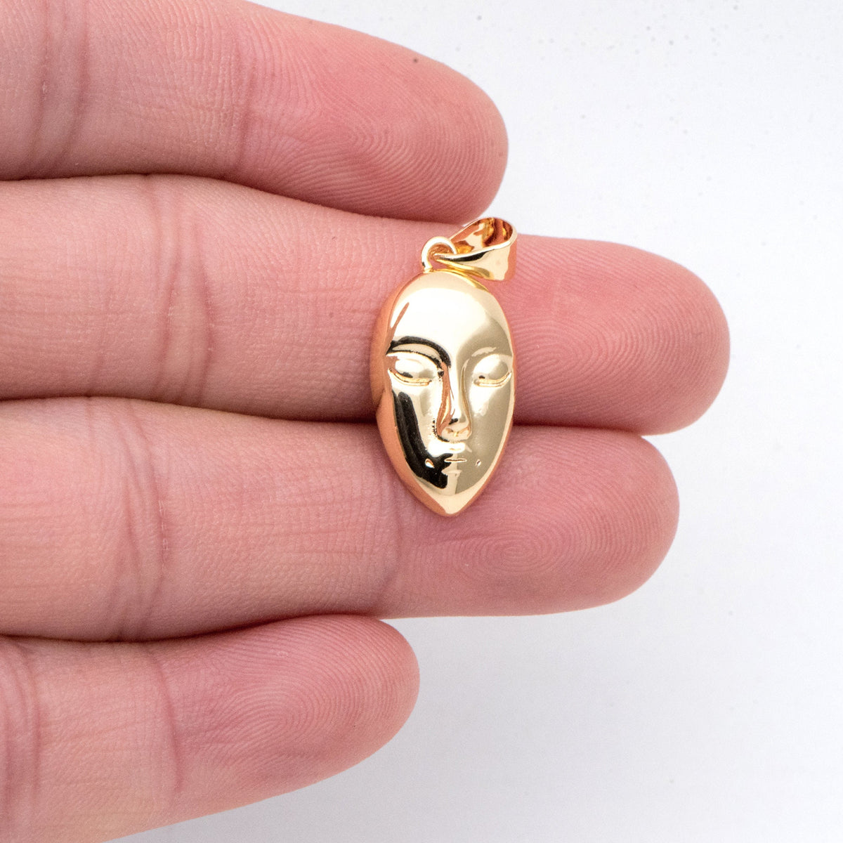 10pcs Gold/ Silver tone Face Charm, Necklace Pendant, Real 18K Gold/ Rhodium plated Brass, Jewelry Supply (GB-2753)