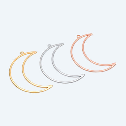 10pcs Crescent Moon Pendants, Gold/ Silver/ Rose Gold, 53mm Big Moon Charms, Abstract Outline Moon Pendants (GB-2755)