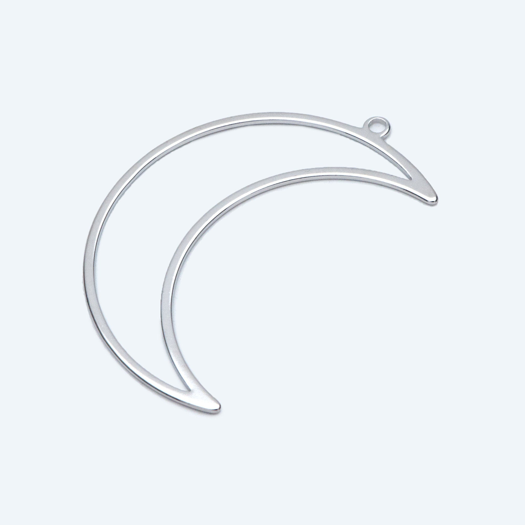 10pcs Crescent Moon Pendants, Gold/ Silver/ Rose Gold, 53mm Big Moon Charms, Abstract Outline Moon Pendants (GB-2755)