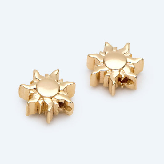 10pcs Gold/ Silver Sun Beads, Metal Beads, Gold/ Rhodium plated Brass Spacer Beads (GB-2964-A)