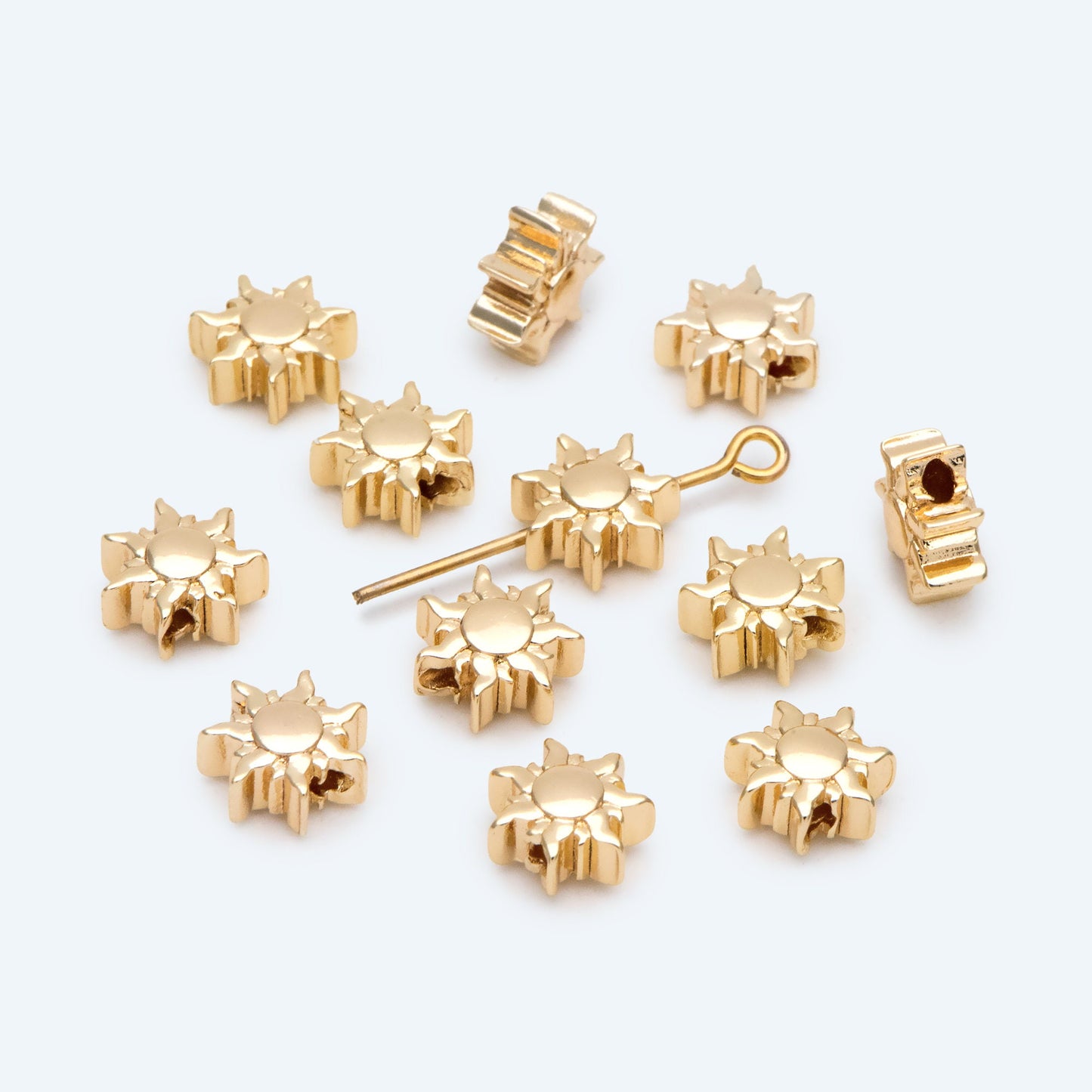 10pcs Gold/ Silver Sun Beads, Metal Beads, Gold/ Rhodium plated Brass Spacer Beads (GB-2964-A)