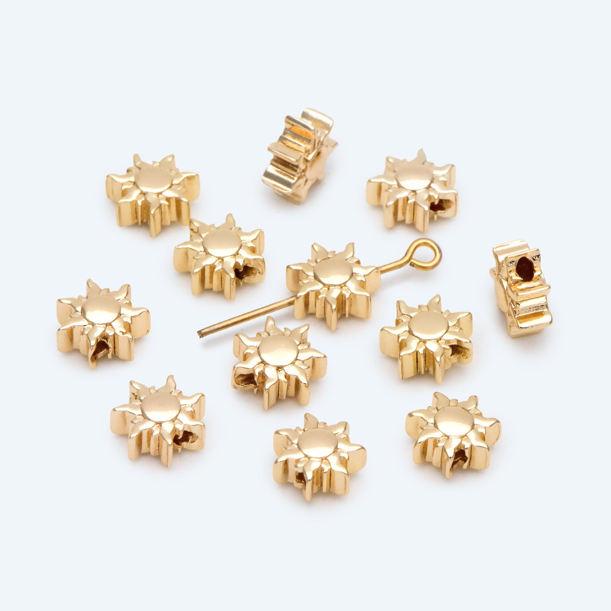 10pcs Gold/ Silver Sun Beads, Metal Beads, Gold/ Rhodium plated Brass Spacer Beads (GB-2964-A)