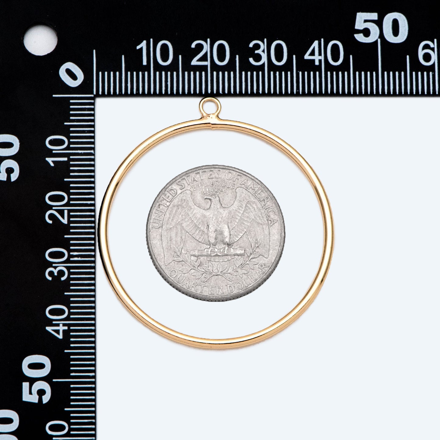 10pcs Gold/ Silver Tone Circle Pendants: 18K Gold/Rhodium Plated Hoop Charms, 40mm (GB-2769)