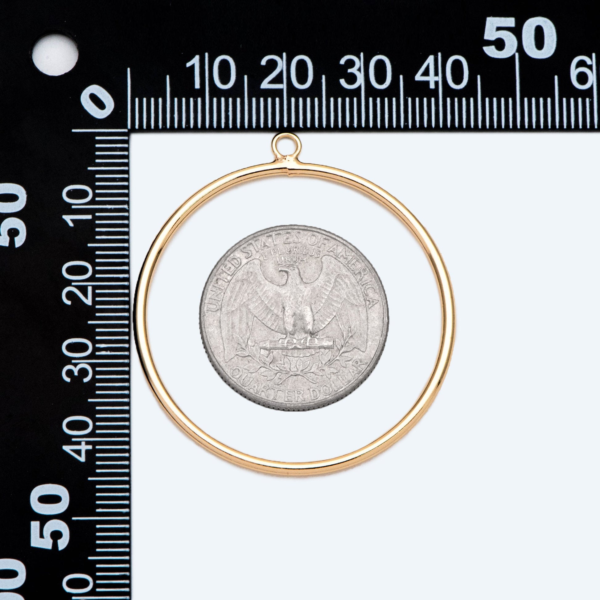 10pcs Gold/ Silver Tone Circle Pendants: 18K Gold/Rhodium Plated Hoop Charms, 40mm (GB-2769)