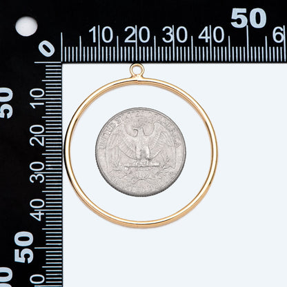 10pcs Gold/ Silver Tone Circle Pendants: 18K Gold/Rhodium Plated Hoop Charms, 40mm (GB-2769)
