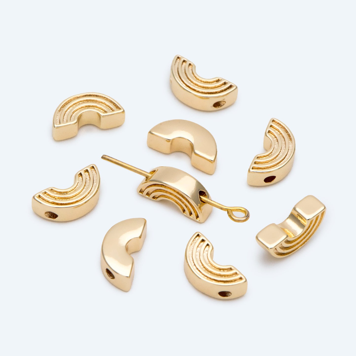 10pcs Gold Rainbow Beads, 18K Gold plated Brass Metal Beads, Spacer Beads (GB-2964-B)