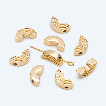 10pcs Gold Rainbow Beads, 18K Gold plated Brass Metal Beads, Spacer Beads (GB-2964-B)