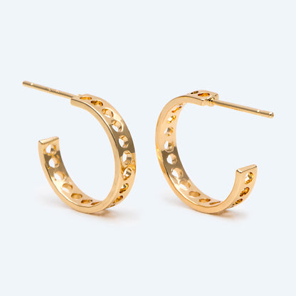 10pcs Gold plated Brass Earring Posts 16/26mm, Geometric Circle Stud Earring with Multi Holes (GB-524)