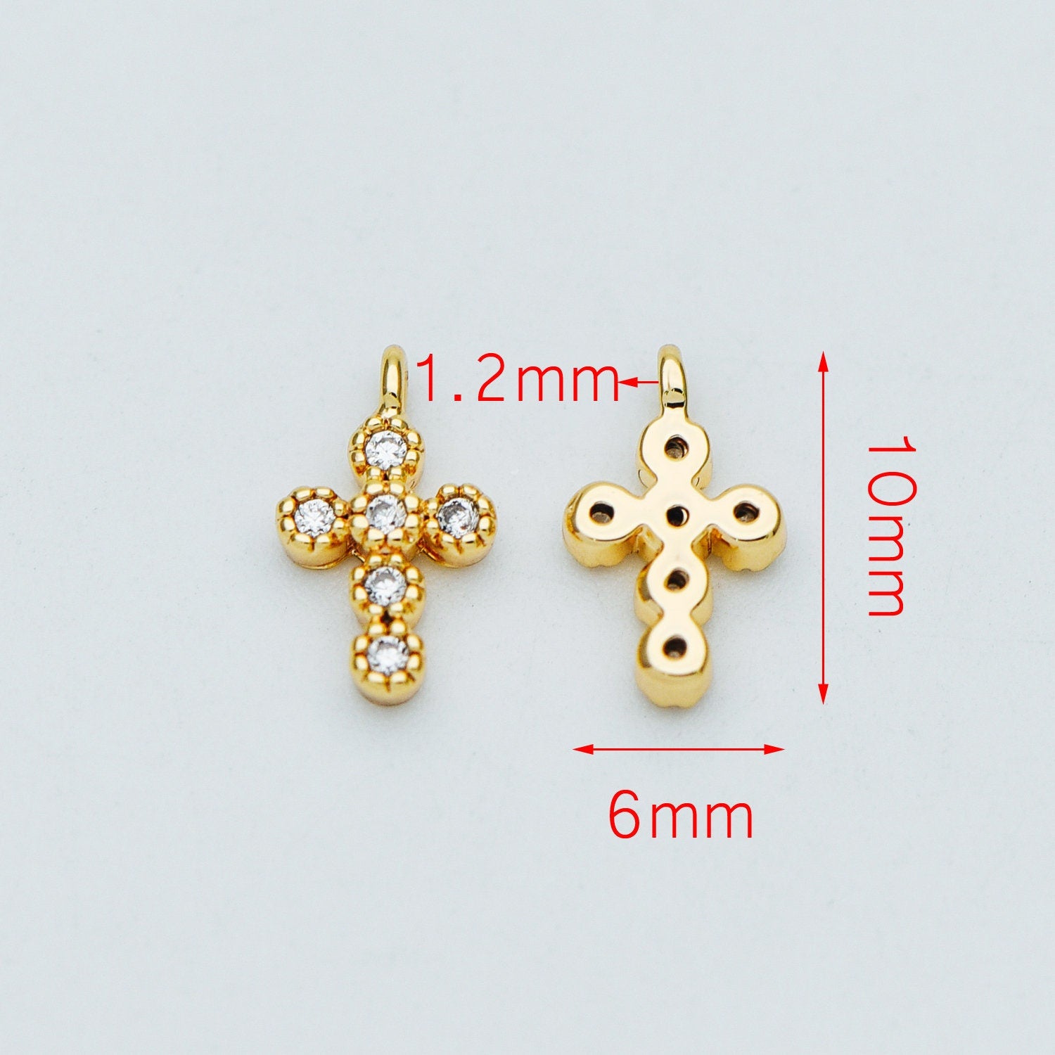 4pcs CZ Pave Cross Charm, Small Cross Charm, Cross Pendant, Cross Necklace Charm, Tiny Cross (GB-2731-C)