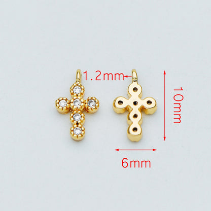 4pcs CZ Pave Cross Charm, Small Cross Charm, Cross Pendant, Cross Necklace Charm, Tiny Cross (GB-2731-C)