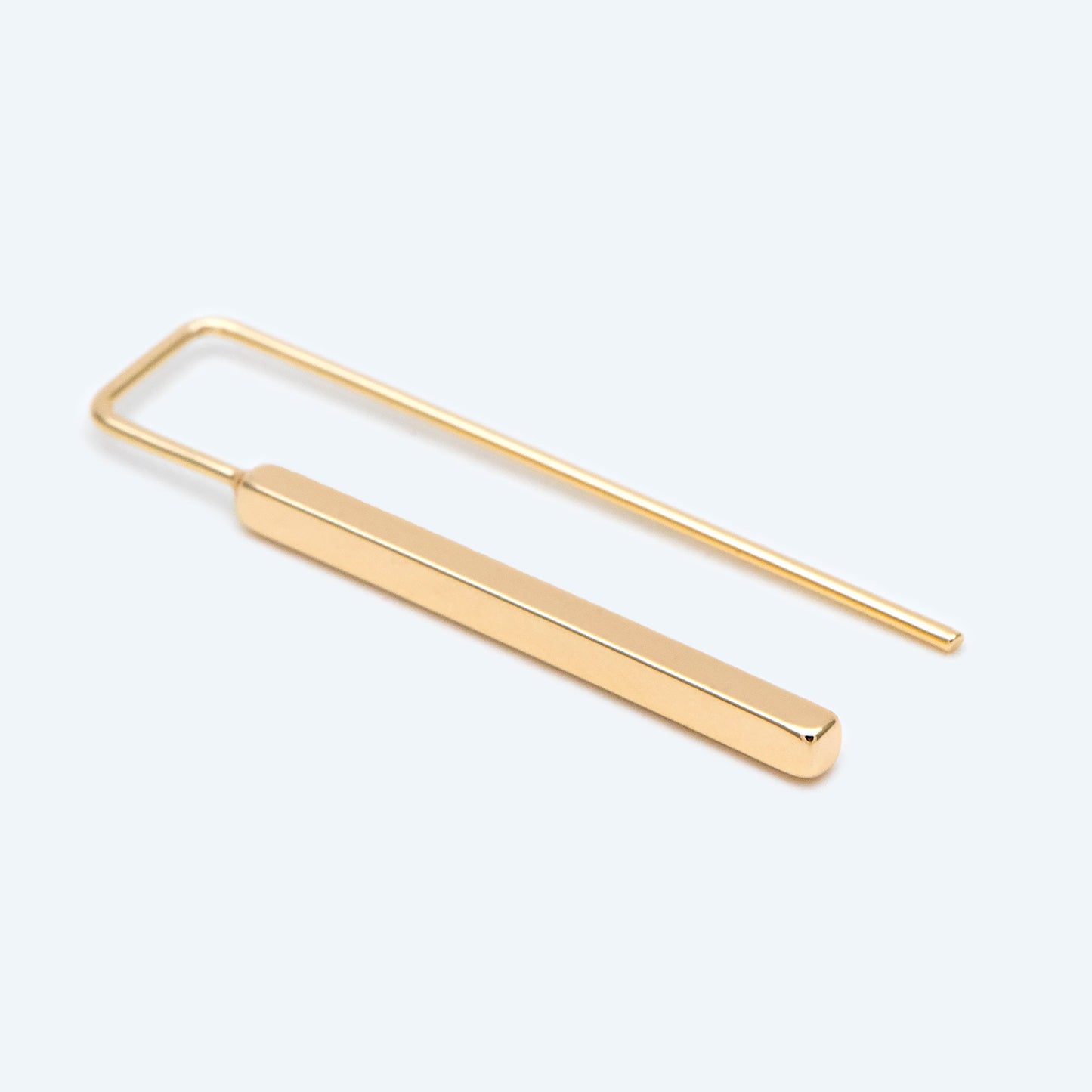 10pcs Gold/ Silver Tone Cube Ear Hooks 34x10mm, Gold/ Rhodium plated Brass Square Bar Earwires, Minimalist Earring Components (GB-2732)