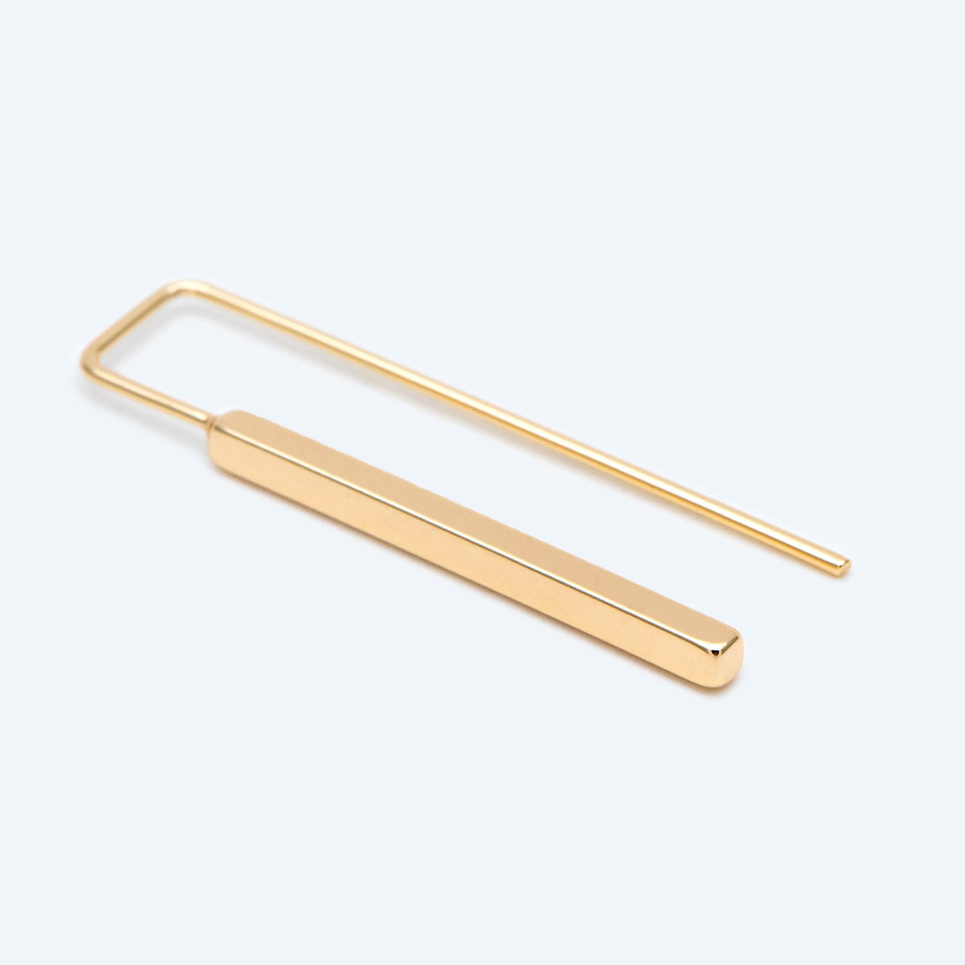 10pcs Gold/ Silver Tone Cube Ear Hooks 34x10mm, Gold/ Rhodium plated Brass Square Bar Earwires, Minimalist Earring Components (GB-2732)