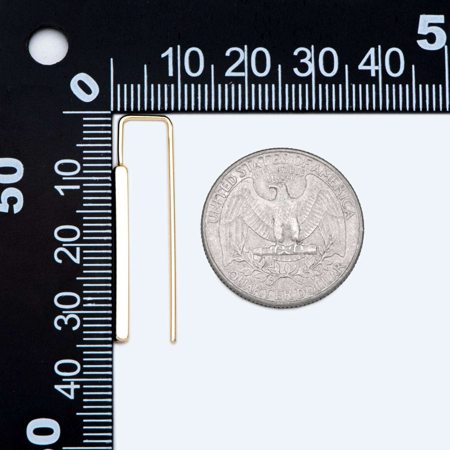 10pcs Gold/ Silver Tone Cube Ear Hooks 34x10mm, Gold/ Rhodium plated Brass Square Bar Earwires, Minimalist Earring Components (GB-2732)