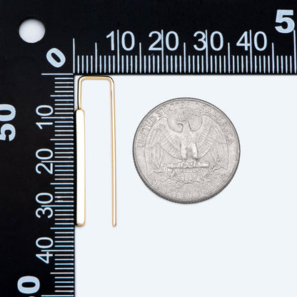 10pcs Gold/ Silver Tone Cube Ear Hooks 34x10mm, Gold/ Rhodium plated Brass Square Bar Earwires, Minimalist Earring Components (GB-2732)