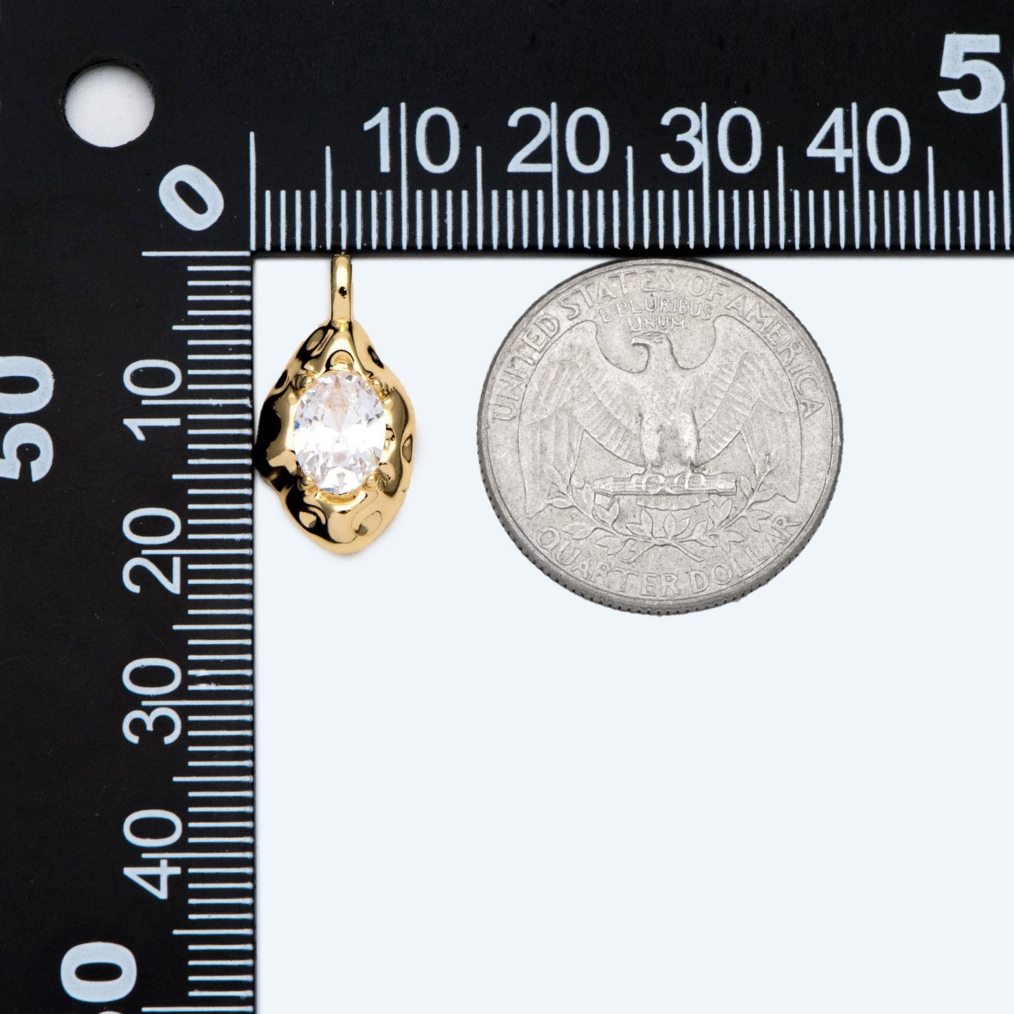 4pcs CZ pave Gold Irregular Drop Charms, 18K Gold plated Brass Drop Pendants (GB-2733)