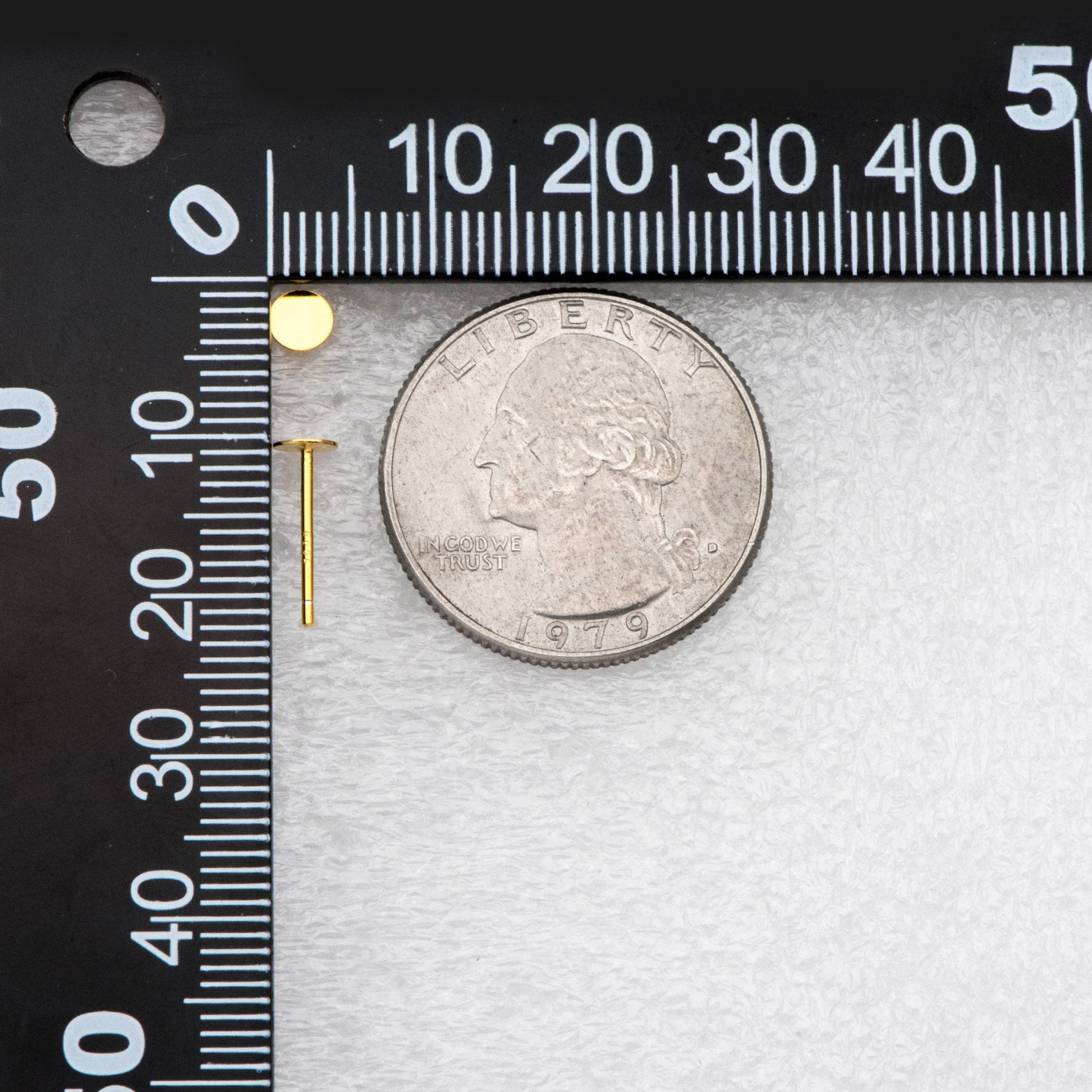 10pcs Sterling Silver Stud Ear Posts, Gold/ Rhodium plated .925 Silver, 4mm Flat Pad/ Cup, Glue On Earring Findings (CY-006)