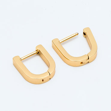 4pcs Horseshoe Huggie Earrings, 18K Gold/ Rhodium plated Stainless Steel, U-Shape Hoop Earring Components (GB-2742)
