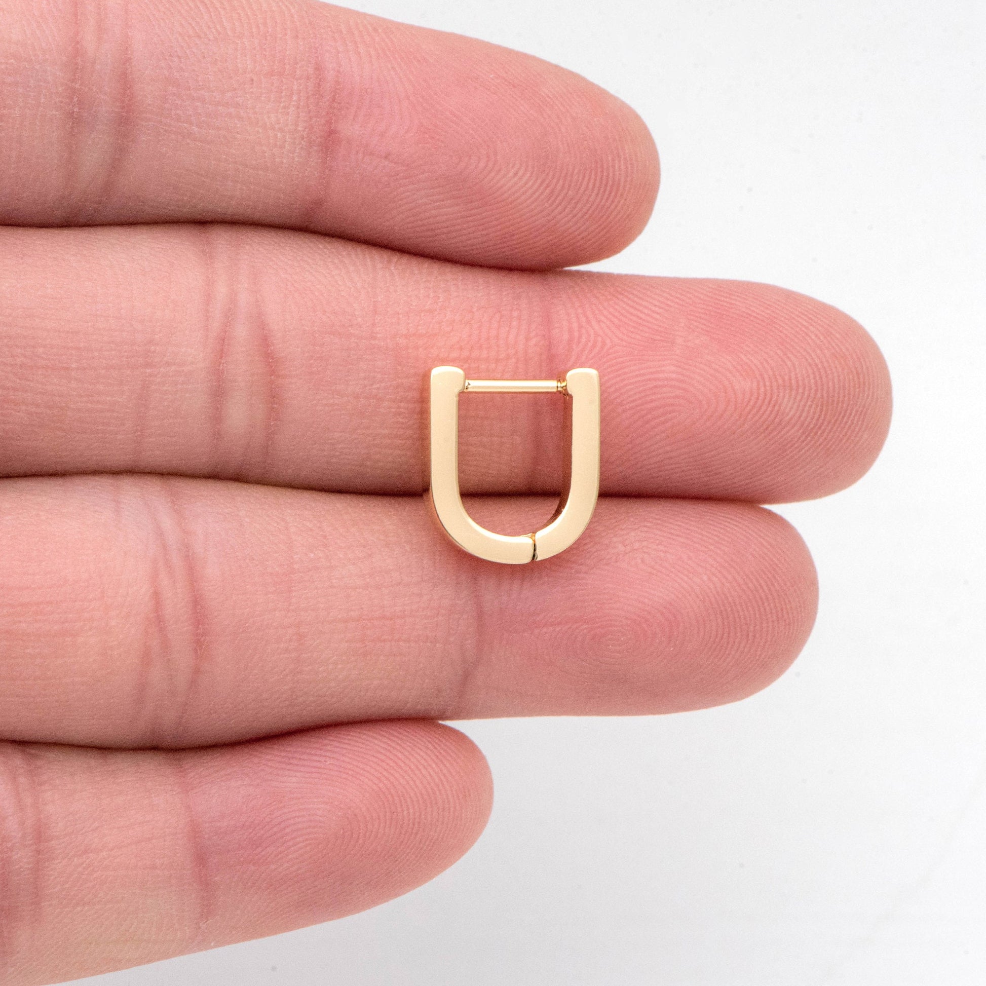 4pcs Horseshoe Huggie Earrings, 18K Gold/ Rhodium plated Stainless Steel, U-Shape Hoop Earring Components (GB-2742)