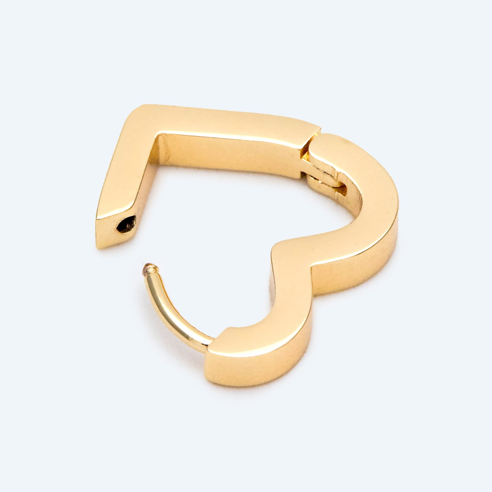 4pcs Heart Huggie Earrings, 18K Gold plated Stainless Steel, Hoop Earring Components (GB-2743)