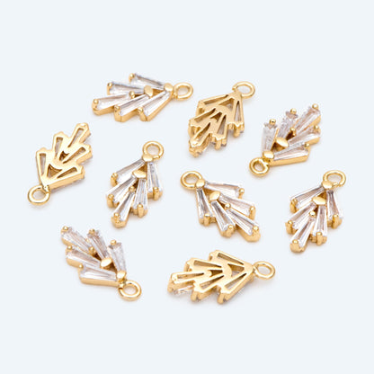10pcs CZ Pave Gold Leaves charm, bracelet necklace pendant, Earring charm, Jewelry Making, Jewelry Supplies (GB-2748)