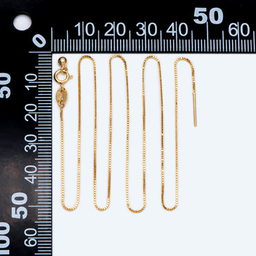 Gold plated Sterling Silver Finished Necklace, 0.7mm Dainty Box Chain with Adjustable Rubber Stopper, 17 Inch (CY-009)