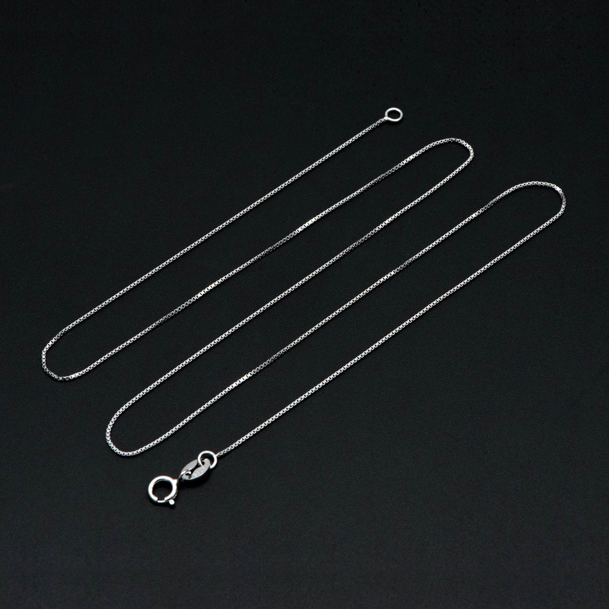 Sterling Silver .925 Finished Necklace Chains for Women, Rhodium plated 18 Inch Box Chains, 0.6mm=22 gauge, Ready to Wear (CY-012)