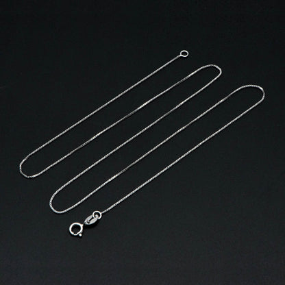 Sterling Silver .925 Finished Necklace Chains for Women, Rhodium plated 18 Inch Box Chains, 0.6mm=22 gauge, Ready to Wear (CY-012)