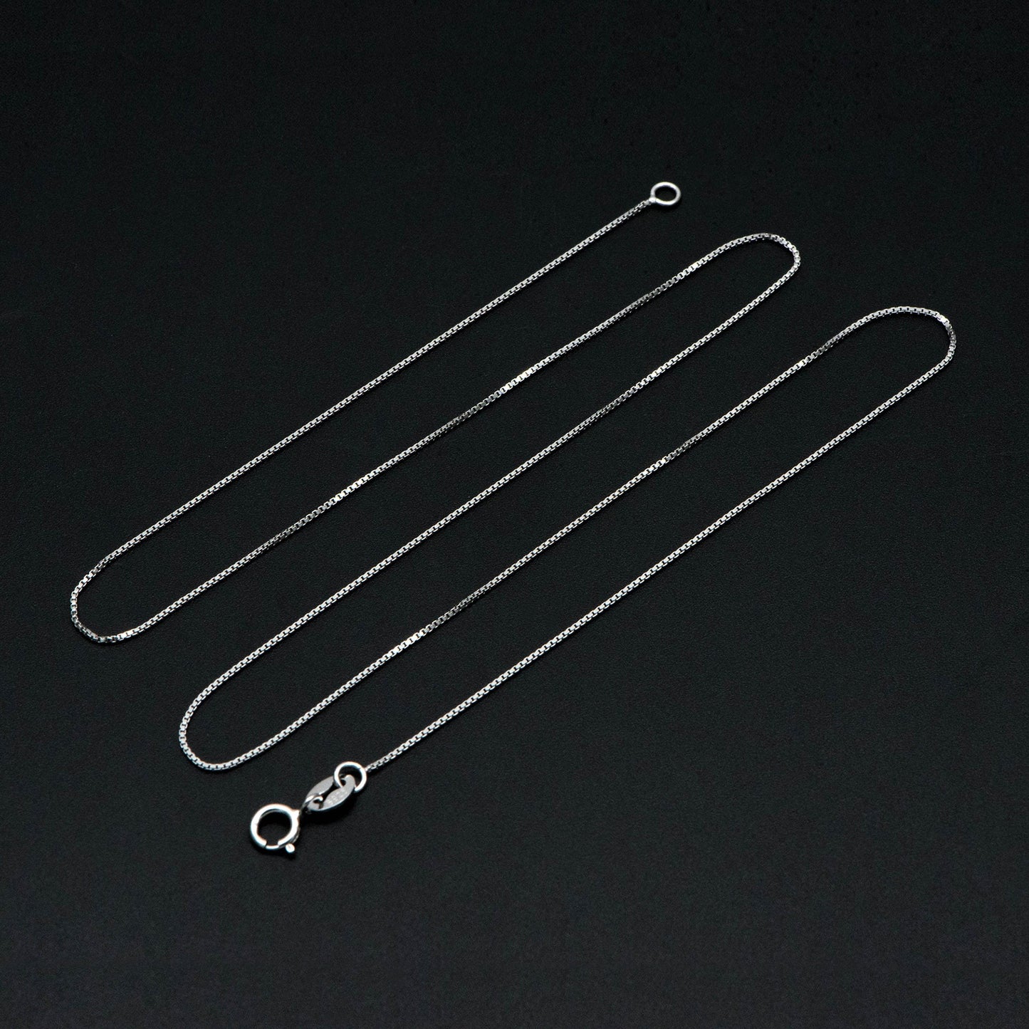 Sterling Silver .925 Finished Necklace Chains for Women, Rhodium plated 18 Inch Box Chains, 0.6mm=22 gauge, Ready to Wear (CY-012)