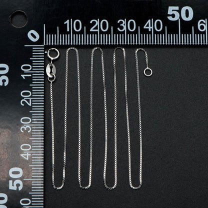 Sterling Silver .925 Finished Necklace Chains for Women, Rhodium plated 18 Inch Box Chains, 0.6mm=22 gauge, Ready to Wear (CY-012)