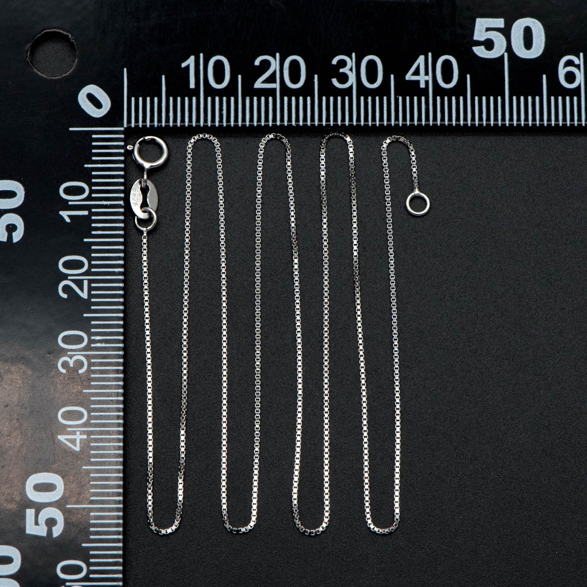 Sterling Silver .925 Finished Necklace Chains for Women, Rhodium plated 18 Inch Box Chains, 0.6mm=22 gauge, Ready to Wear (CY-012)