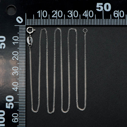 Sterling Silver .925 Curb Chain 1mm, Finished Dainty Necklace Chains, Rhodium plated 18 Inch Ready to Wear (CY-014)