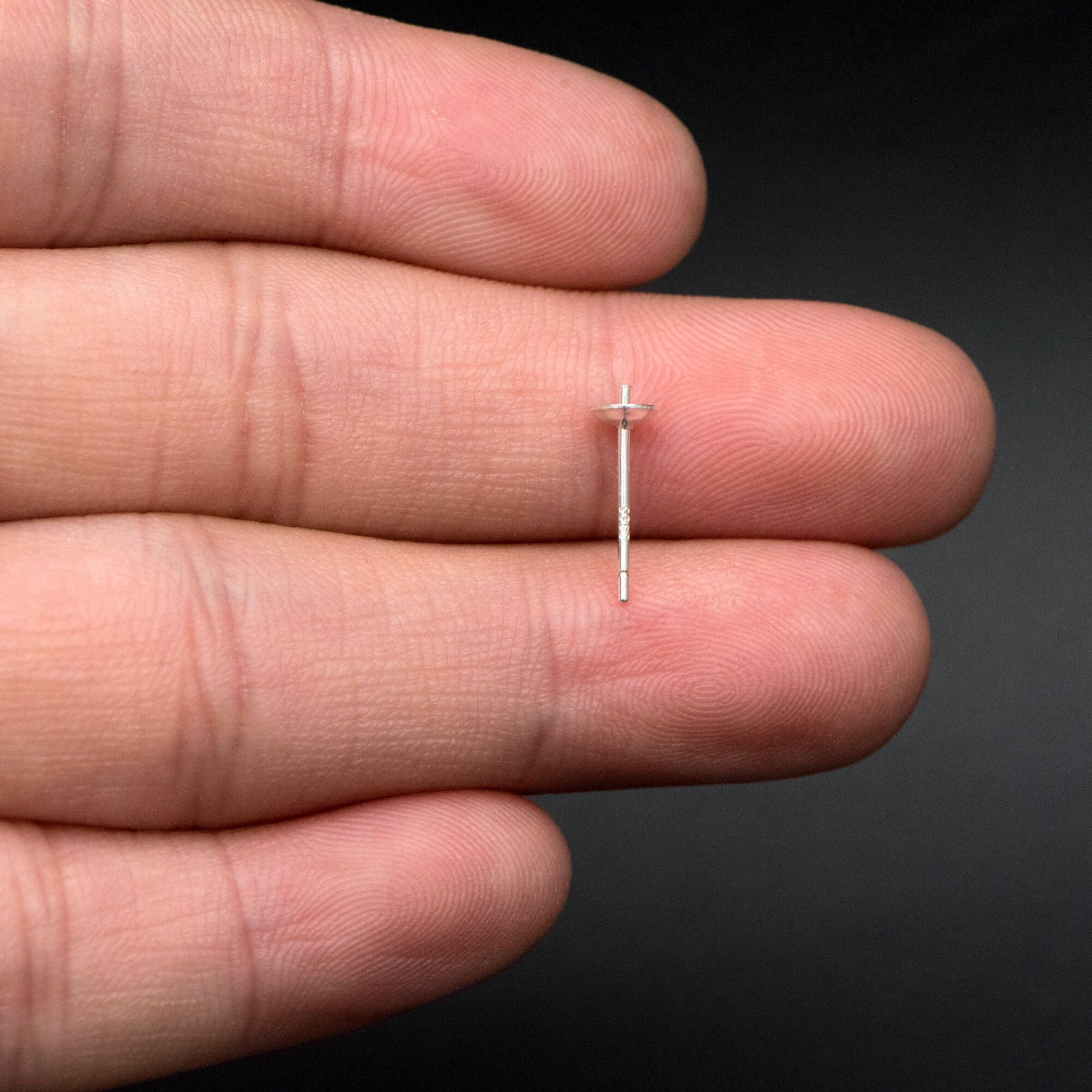 10pcs 925 Sterling Silver Stud Earrings, Ear Post with 4mm Cup, Peg Pearl Findings (CY-017)