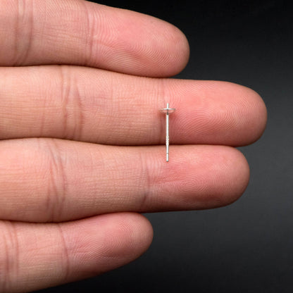 10pcs 925 Sterling Silver Stud Earrings, Ear Post with 4mm Cup, Peg Pearl Findings (CY-017)