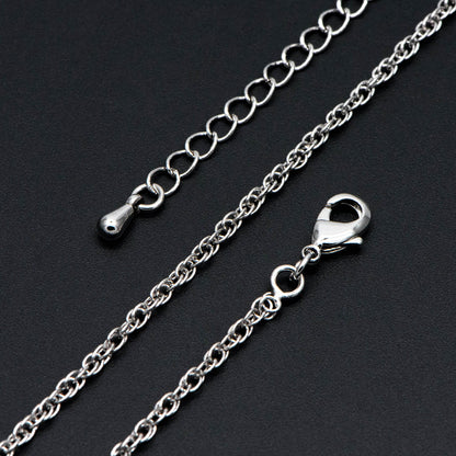Silver tone Rope Chain Necklaces 18-20 Inch, Adjustable with Extender, Rhodium plated Brass Chains (#LK-490)