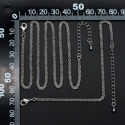 Silver tone Rope Chain Necklaces 18-20 Inch, Adjustable with Extender, Rhodium plated Brass Chains (#LK-490)