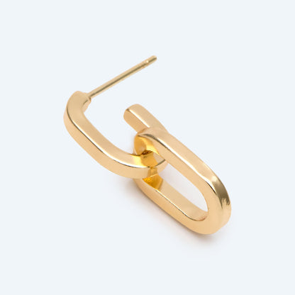 4pcs Gold Oval Ear Posts, Minimal Geometric Earrings, Minimalist Stud Earrings, Chain Link Earwire (GB-2781)