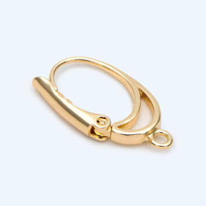 10pcs Gold Oval Leverback Earrings, Gold plated on Brass, Earring Hoop Components (GB-2761)